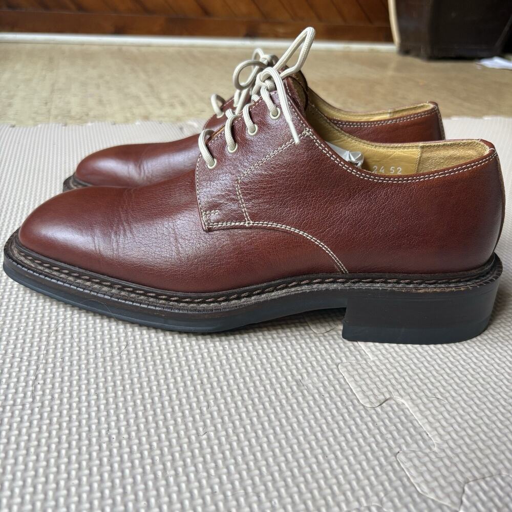 Navyboot Swiss Made Mens Brown Leather Derby Shoes Square Toe Italy Sole EU 41